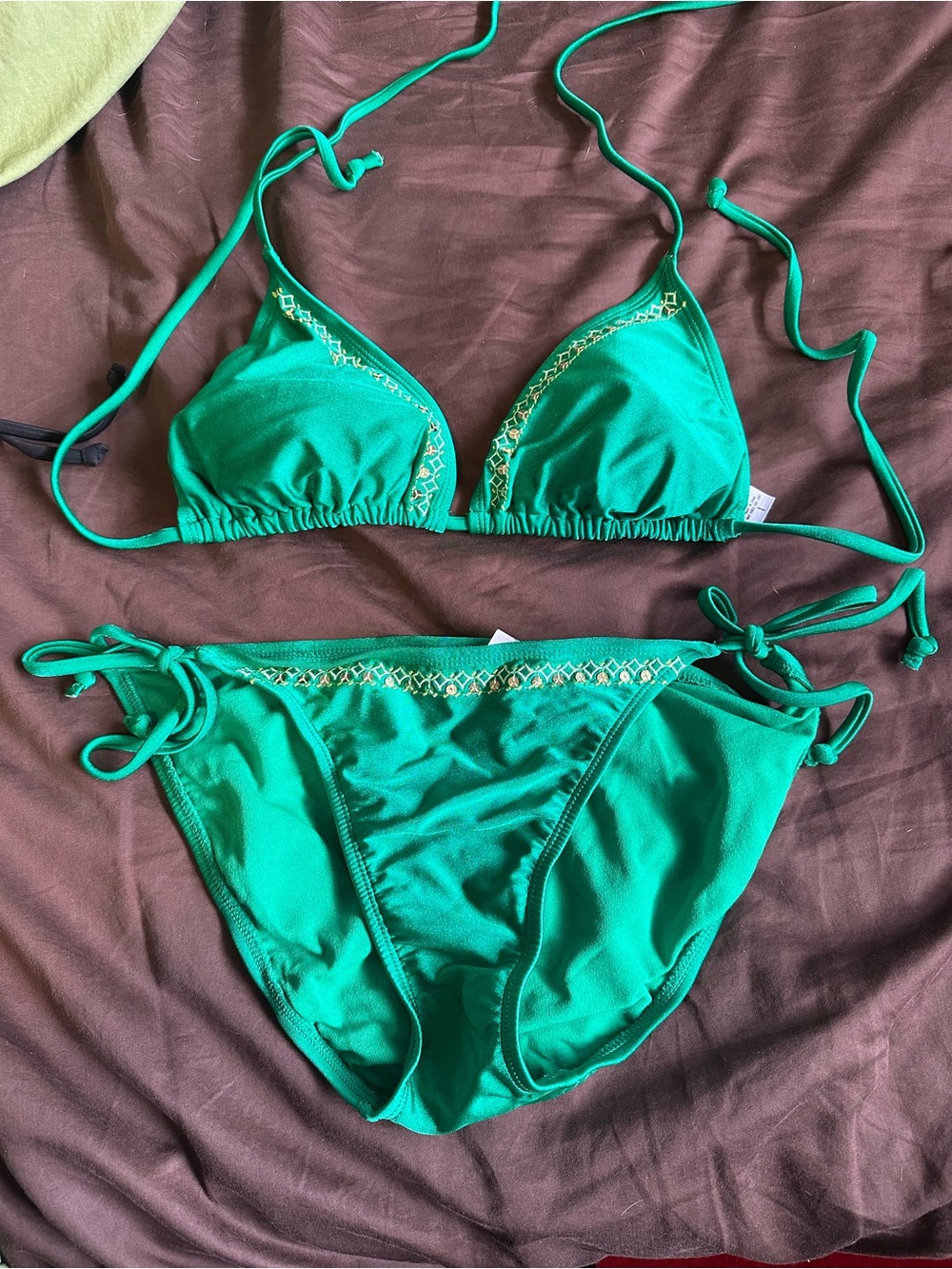 Old Navy Emerald Green Triangle Tie-Side Bikini